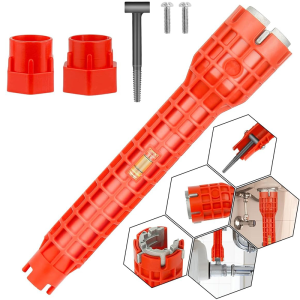 14 in 1 Faucet and Sink Installer Multifunctional Wrench for Bathrooms Kitchens Sinks and Toilets (Red)
