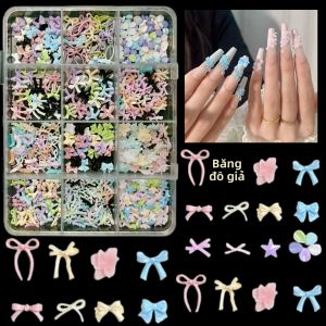 Phụ Kiện Trang Trí Móng Tay Bằng Nhựa Hình Nơ Tối Giản Nhiều Màu Sắc Họa Tiết Cánh Hoa 3D Trang Trí Móng Nghệ Thuật Tự Làm Thiết Kế Làm Móng 1 Hộp