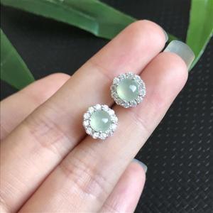 Highly Transparent Jade Chalcedony Earrings