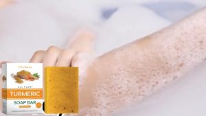 🔥Oceaura Turmeric Soap Bar For Face Body Turmeric Skin Soap Wash For Dark Spots Intimate Area And Underarms Reduces Acne Fades Scars Dark Spot Skin Whitening Facial Body Hand Make Soap Bar Deep Cleaning Ginger Moisturizing(100g)