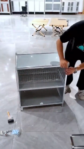 Premium Aluminum Alloy Kitchen Cabinet Organizer With Anti Rust Coating Bowls And Cookware Storage Space Saving Design