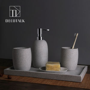 DecoTalk Sandstone Bathroom Four-Piece Set Designer Creative Home Decor Personalized Bathroom Washbrushing Kit Household Items