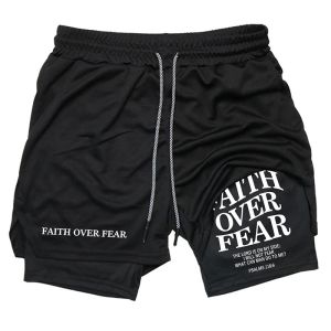 Print 2-in-1 Running Workout Shorts for Men Christian Gym Athletic Performance Shorts with Phone Pocket Towel Loop Activewear