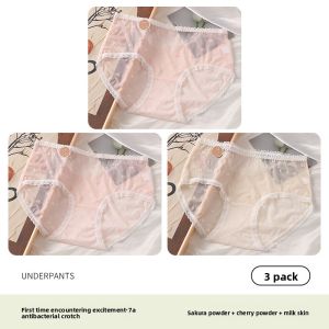 Miiow | Antibacterial Pure Cotton Womens Underwear Breathable Lace Shorts No Butt Squeezing Large Size Comfortable Seamless Briefs