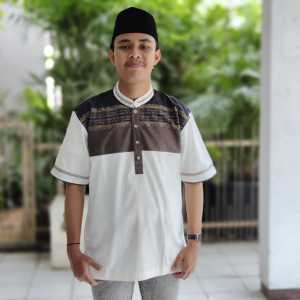 SumberRejekiJeans - Baju Koko Pria Putih Songket Lengan Pendek Premacy 19D243243/18