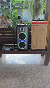SKG ลำโพงตั้งพื้น พกพา บลูทูธ 8 นิ้ว x2ดอก ไมค์ลอย 2ตัว เปลี่ยนโหมดไฟได้ 40W RMS. รุ่น KG-080 สีดำ