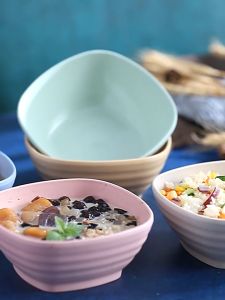 Nipiin 1/4PCS Wheat Straw Rice Bowl 14cm Square Bowl Salad Bowl Soup Bowl Plate Tableware For Children