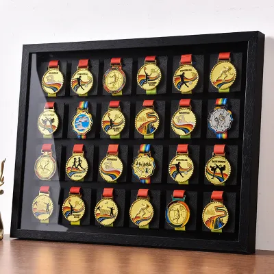 Medal Display Frame Trophy Storage Box High-end Solid Wood Frame