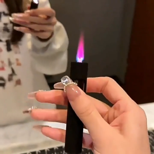 Cylindrical lighter Gas Lighter Round Press windproof flame lighter