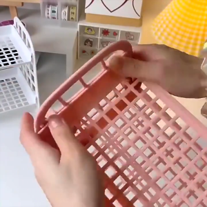 Simple Storage Rack Two Layer Hollow Plastic Shelf Table Top Kitchen Storage Organizer Student Stationery Rack Bathroom Rak Meja 简易置物架