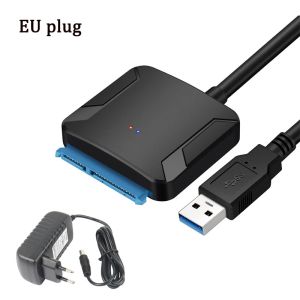 USB 3.0 to SATA III Hard Drive Adapter Cable for 2.5 3.5 Inch HDD/SSD Hard Drive Disk with 12V/2A Power Adapter Support UASP
