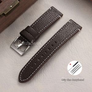 Dây Đeo Đồng Hồ Bằng Da Họa Tiết Vải Thiều Cổ Điển Phổ Thông 18mm-24mm Màu Nâu Dành Cho Doanh Nhân Cho Panerai Seiko Citizen Omega Tissot