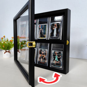 Real Wood Flip Cover Framing Box Storage Case for PSA Celebrity Card Gaming Anime Card Brick Rectangle Modern Style Picture Frame