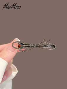 Elegant Black Rhinestone Butterfly Knot Hair Clip Womens Side Duckbill Hair Clamp Fashionable Hair Accessories Duckbill Hair Clip