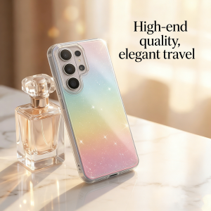 Laser Gradient Clear Case For Samsung Galaxy S26 Ultra S25 Edge S24 Ultra S23 Plus S24 FE Glitter Colorful Rainbow Cover.Funda