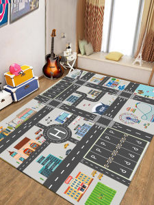 Childrens Parking Lot Dinosaur Military Game Rug Traffic Street Early Education Kindergarten Carpet Home Use Rectangular Mixed Material