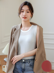 MiiOW | Áo ba lỗ không tay màu trắng MiiOW dành cho nữ mùa thu đơn giản không tay áo lót lưới thoáng khí vai rộng