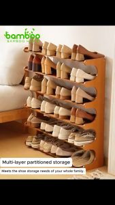 Bamboo Shoe Rack  2/3/4/5/6 Layers Shoe Rack Outdoor Rak Kasut Kayu  Storage Rack Shoe Organizer 鞋架