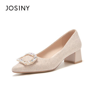 Josiny French Style High Heels Womens Soft Bottom Thick Heel Work Shoes Spring Commute Casual Fashion Single Shoes