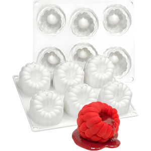 LMETJMA 6-Cavity Raspberry Mousse Cake Mold Silicone Dessert Mold 3D Raspberries Pudding Candy Jelly Chocolates Mould Bakeware