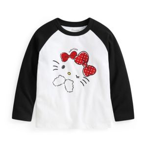Pure Cotton Long Sleeve T-Shirt for Children Spring Autumn round Neck Cartoon Animation Shoulder Insertion Base Shirt Baby
