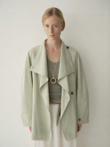 INSIS FEMME | Dense Cotton Large Collar Casual Artsy Womens Windbreaker