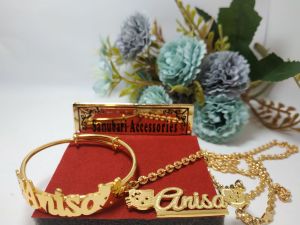 Satu set Kalung dan Gelang Anak/Dewasa model Hellokitty Perhiasan Ukir Nama Hellokitty Kalung Anak murah
