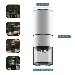 Portable Electric Stainless Steel Burr Grinder - Elegant White