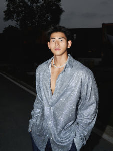 เสื้อเชิ้ตผู้ชาย PAPASLILMONSTER ฤดูใบไม้ร่วง แสงเงาอ่อน จุดเด่น คุณภาพสูง สำหรับวัยรุ่น ลำลอง สไตล์อเมริกัน ปกแหลม แขนยาว