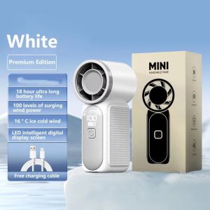 Mini Turbo Hand Cooler Fan Outdoor Portable Foldable Body 5 Gears Max 10m/s Powerful Wind USB Type C Recharge Long Working Time