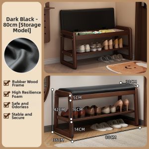 ZHUSHANXIA | Real Wood Shoe Rack Bench Home Multi-level Storage