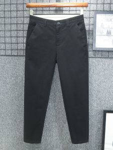 Thickened Fleece Autumn Winter Nine Points Casual Pants Men Straight New High Pure Cotton Black Spring Autumn Seasonal Solid Color