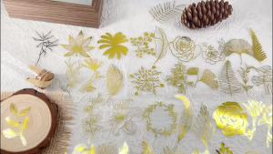 50pcs Golden Floral Stickers Elegant Botanical Design Journaling Phone Case Laptops Guitar Decorations DIY Scrapbooking Supplies