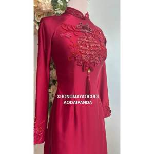 [ HÀNG ORDER- KHÔNG SẴN ] CẶP ÁO DÀI ĐỎ ĐÔ NAM TAFTA NỮ LỤA FROM TRUYỀN THỐNG ĐÍNH KẾT ĐÁ CHỮ HỶ CAO CẤP MẶC ĐI TIỆC  CƯỚI HỎI