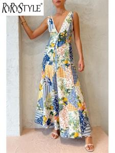 เดรสผ้าฝ้ายเด็กหญิงชุดปลายกระโปรงบางปิดดอกไม้สำหรับผู้หญิงเสื้อคลุมลำลองไม่มีแขนเปิดหลังคลุมไปทะเลวันหยุด 2023