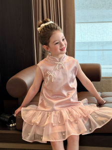 ZHILIAOCHENGZHANGJI | Sweet Sleeveless Summer Childrens Cheongsam Dress