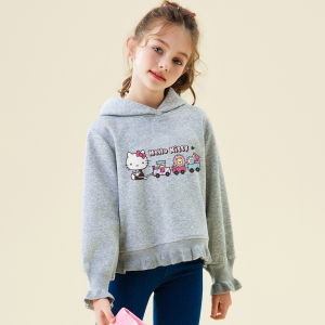 Áo Nỉ Có Mũ Trùm Đầu HelloKitty Cho Bé Gái Mùa Xuân Thu Dài Tay Mềm Thoáng Khí Thời Trang Quần Áo Trẻ Em