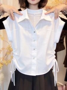 V.C.I | Elegant White Minimalist Style Short Sleeve Blouse
