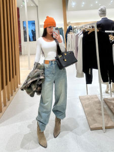 Heavy Duty Sand Washed Straight Leg Jeans High Waist Slimming Wide Leg Pants for Women Spring Autumn High Waist Long Trousers