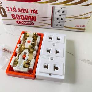 Ổ cắm điện Conip 3 lỗ siêu tải CN6000 đế sứ lõi đồng