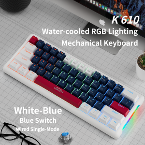 NexusClick K610 Mini RGB Backlit Stylish Esports Mechanical Keyboard 61 Keys Blue Switch Hot SwappablePTB Keycaps for Computer
