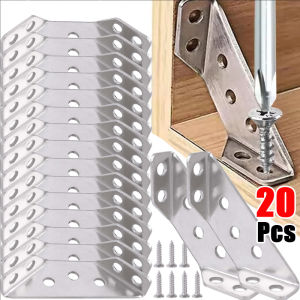 20/50 ชิ้น ข้อต่อมุมเฟอร์นิเจอร์อเนกประสงค์ / เหล็กฉากยึดมุมสแตนเลสพร้อมสกรู / ขายึดสามเหลี่ยมแบบใช้งานหนักสำหรับเฟอร์นิเจอร์ไม้