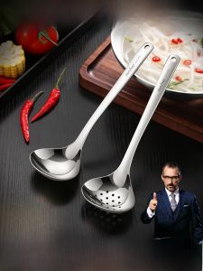 Large Size 304 Stainless Steel Soup Spoon with Long Handle for Hot Pot And Noodles Kitchen Cooking Utensil Home Use Soup Spoon