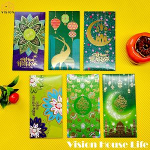 Vision 6Pcs/Pack Money Packet Sampul Duit Raya Green Envelope Hari Raya Aidilfitri Sampul Raya Hadiah Gift 新年红包
