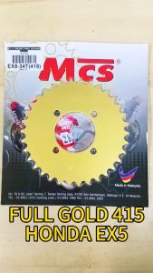 No Lubang! 415 Full GOLD Sprocket MCS HONDA EX5 WAVE100 BONUS110 Emas Rear Sprocket MCS 415 Motor Racing Gold No Lubang Motorcycle
