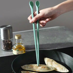 Food Grade Silicone Double Headed Chopsticks Oil Fried Noodles Home Use Anti Slip Spoons Easy Cleaning Multifunctional Solid Color