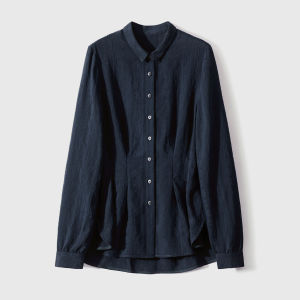 Elegant French Style Pleated Waist Design Womens Shirt