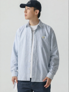 Wood soon | Casual Stripe Loose Turn-down Collar Shirt
