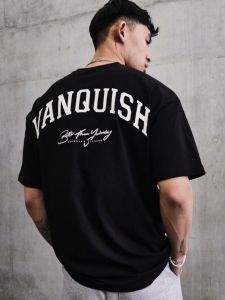 American Style Loose Short Sleeve round Neck Muscle Fitness T-Shirt Breathable Lightweight Running Top for Men Summer Sportswear