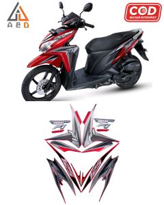 Stiker Striping Lis Les Body Motor Honda Vario Techno 125 FI 2013 Merah Standar Full Set